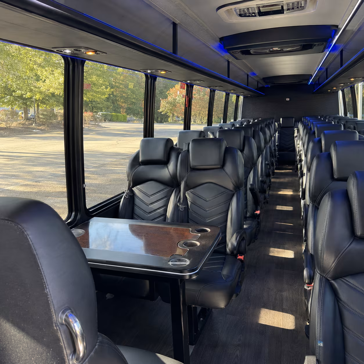 Interior seating of a Miami minibus on a route