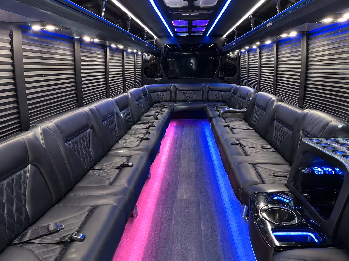 Miami Birthday, Sweet 16, & Quinceañera Transportation party bus exterior