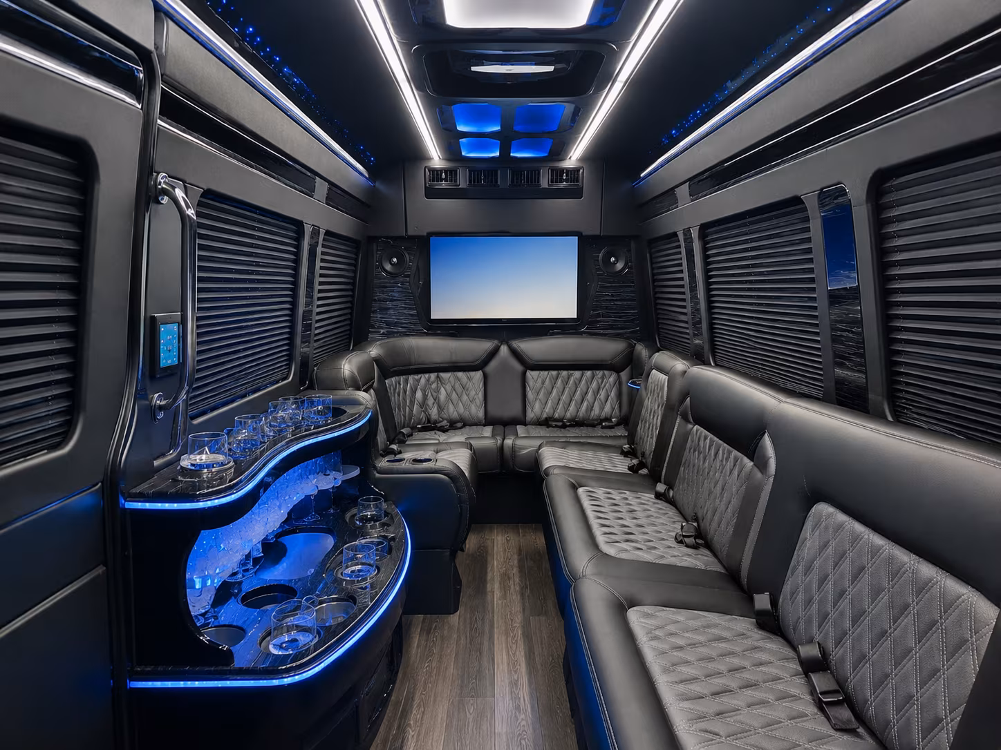Miami School Event Transportation party bus exterior